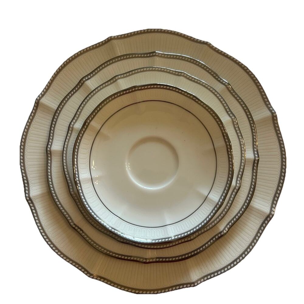 Vtg Noritake Ivory China Adrianna 4 Pc Place Setting Dinner Salad Dessert Plates